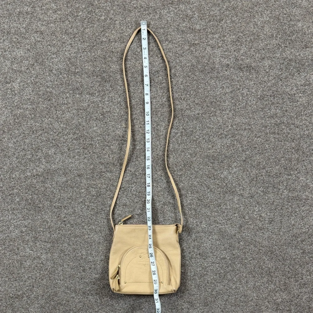 Vintage Stone Mountain Tan Cream Leather Small Crossbody Bag Zip Closure Western - Picture 11 of 12